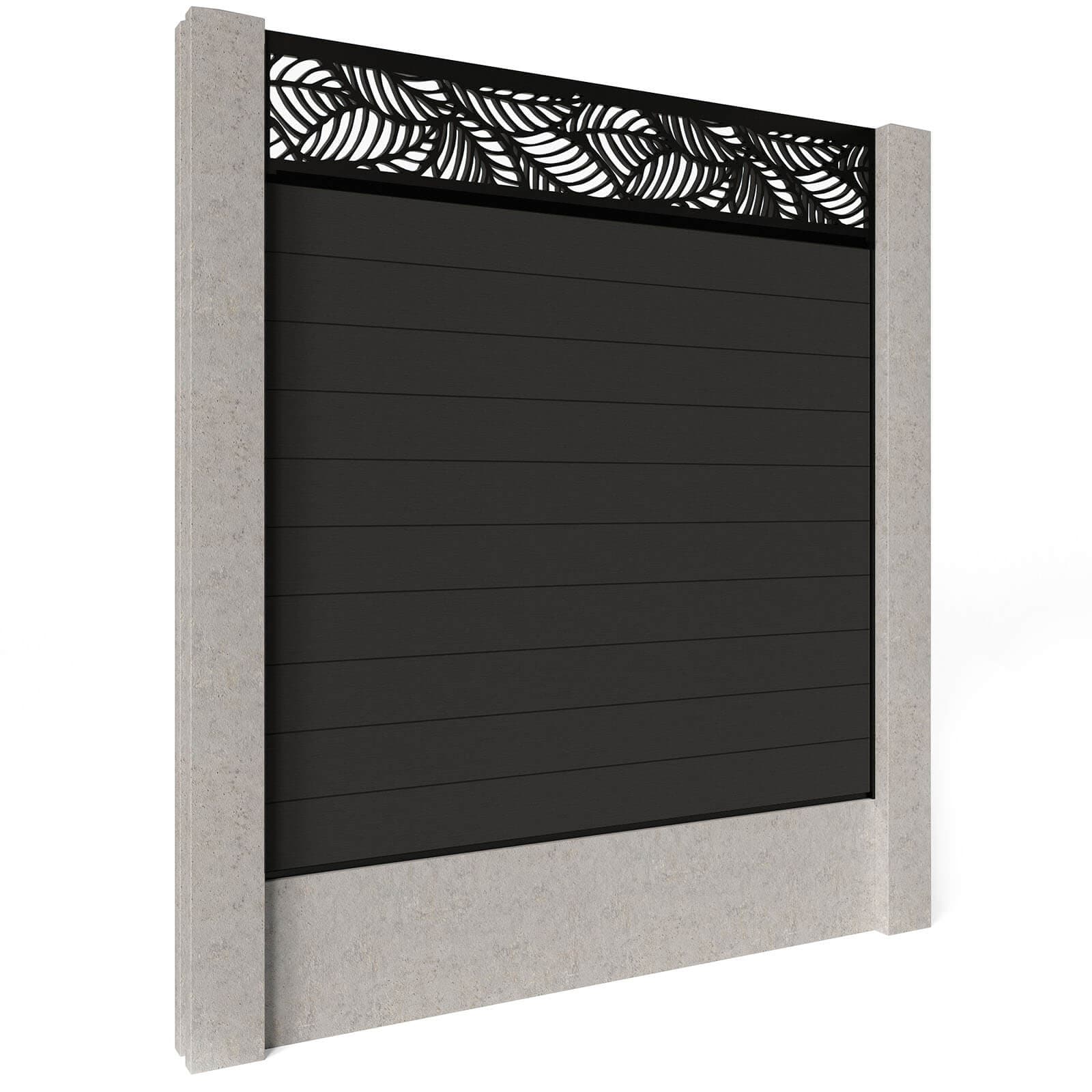 Composite Fence Panels - Graphite with Aluminium Railings (for concrete posts) 0.9m