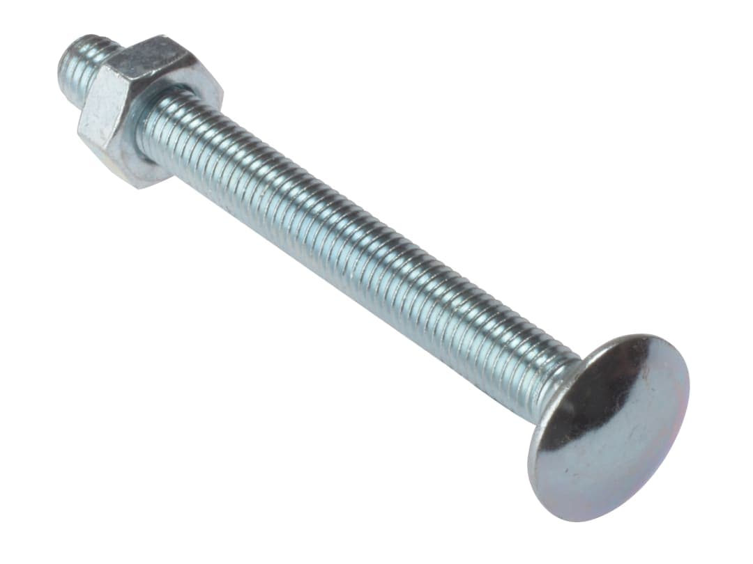 ForgeFix Carriage Bolt & Nut ZP M6 x 130mm Bag 10 10CB6130
