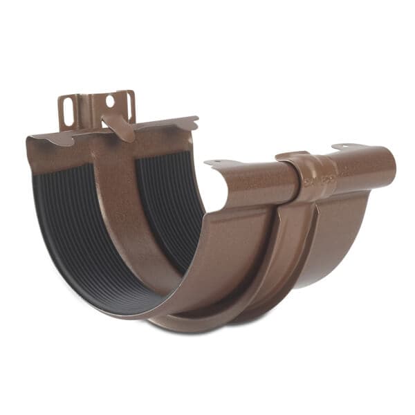 Steel Gutter Union with Bracket - 135mm Copper Effect