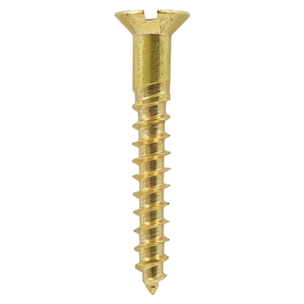Timco 00102CBS Solid Brass Timber Screws - Slot - Countersunk 10 X 2 Box 100