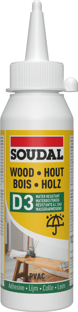 Soudal D3 Pvac Wood Adhesive White Dries Clear 125G 134724