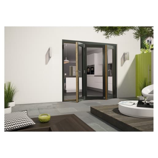 External Pre Finished Aluminium Clad Grey Oak Bifold Door Set 1800 x 72mm