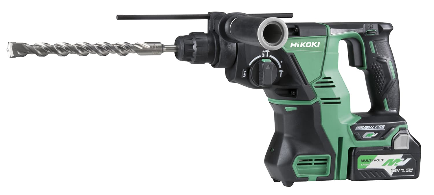 Hikoki 36V Multivolt Rotary Hammer Drill 28mm SDS-PLUS 2 x 2.5AH LI-ION Batteries DH36DPAJRZ