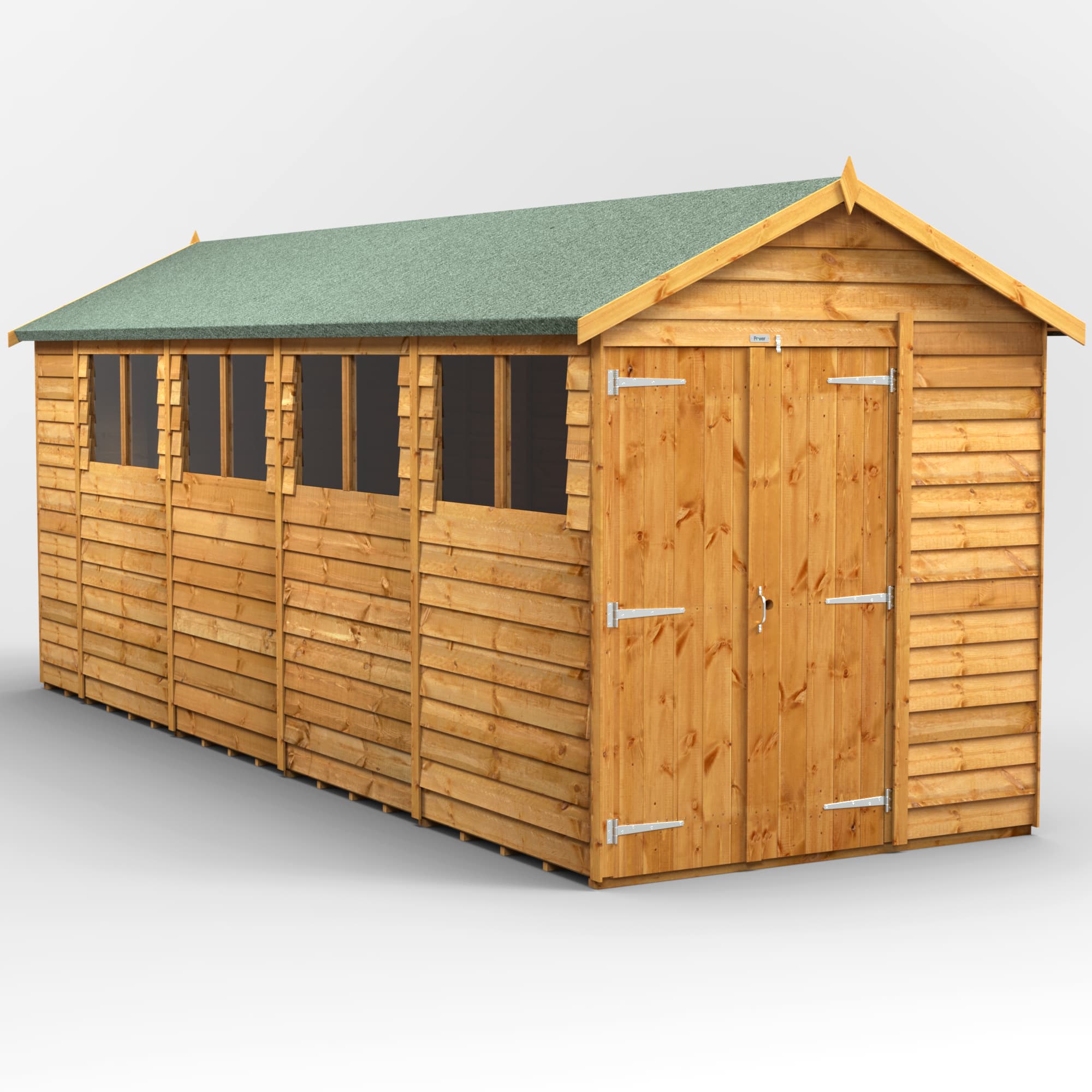 Powersheds 18 x 6 Power Overlap APEX, Double Doors