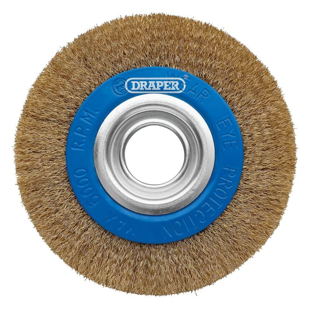 Draper Brassed Steel Bench Grinder Wire Wheel Brush 150 X 31.75Mm each 1 08066