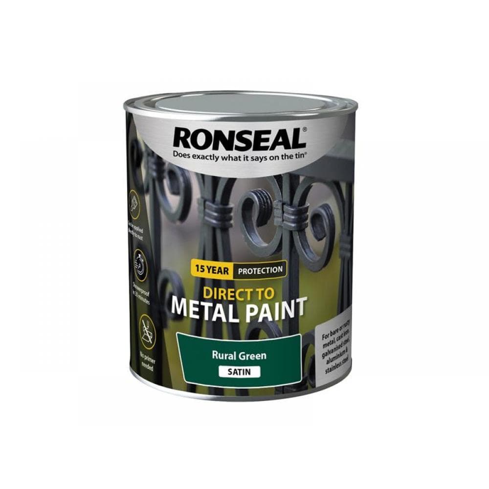 Ronseal 39203 Direct To Metal Paint Rural Green Satin 750Ml