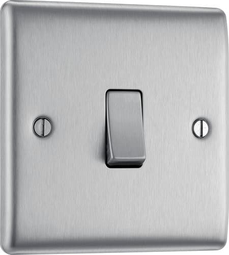 Nexus Metal Brushed Steel Single Switch 10Ax 2 Way NBS12-01