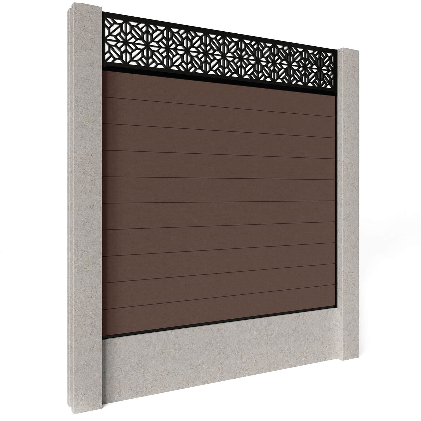 Composite Fence Panels - Mocha with Aluminium Railings (for concrete posts) 1.8m