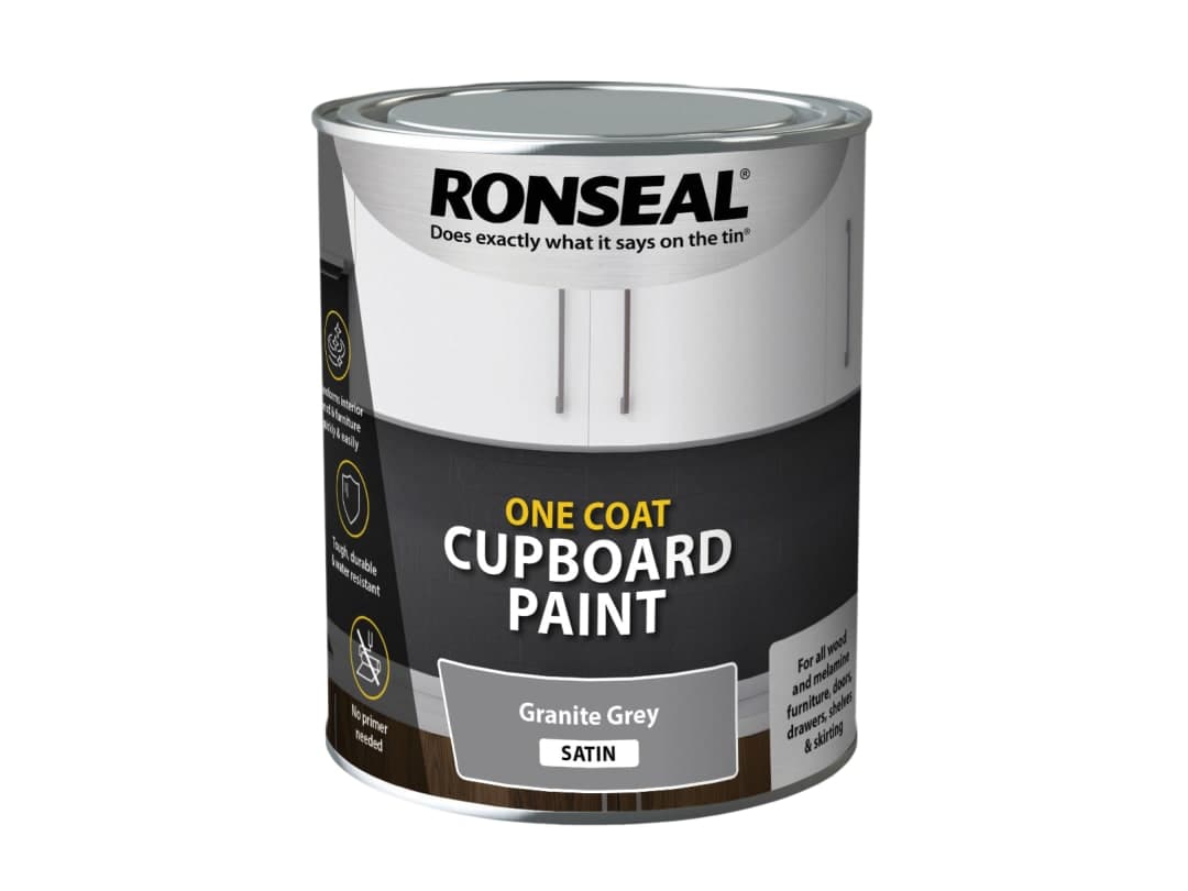 Ronseal One Coat Cupboard Paint Granite Grey Satin 750ml 39371