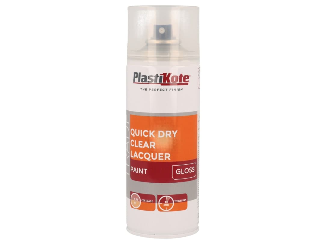 PlastiKote Trade Quick Dry Clear Lacquer Spray Gloss 400ml 071005
