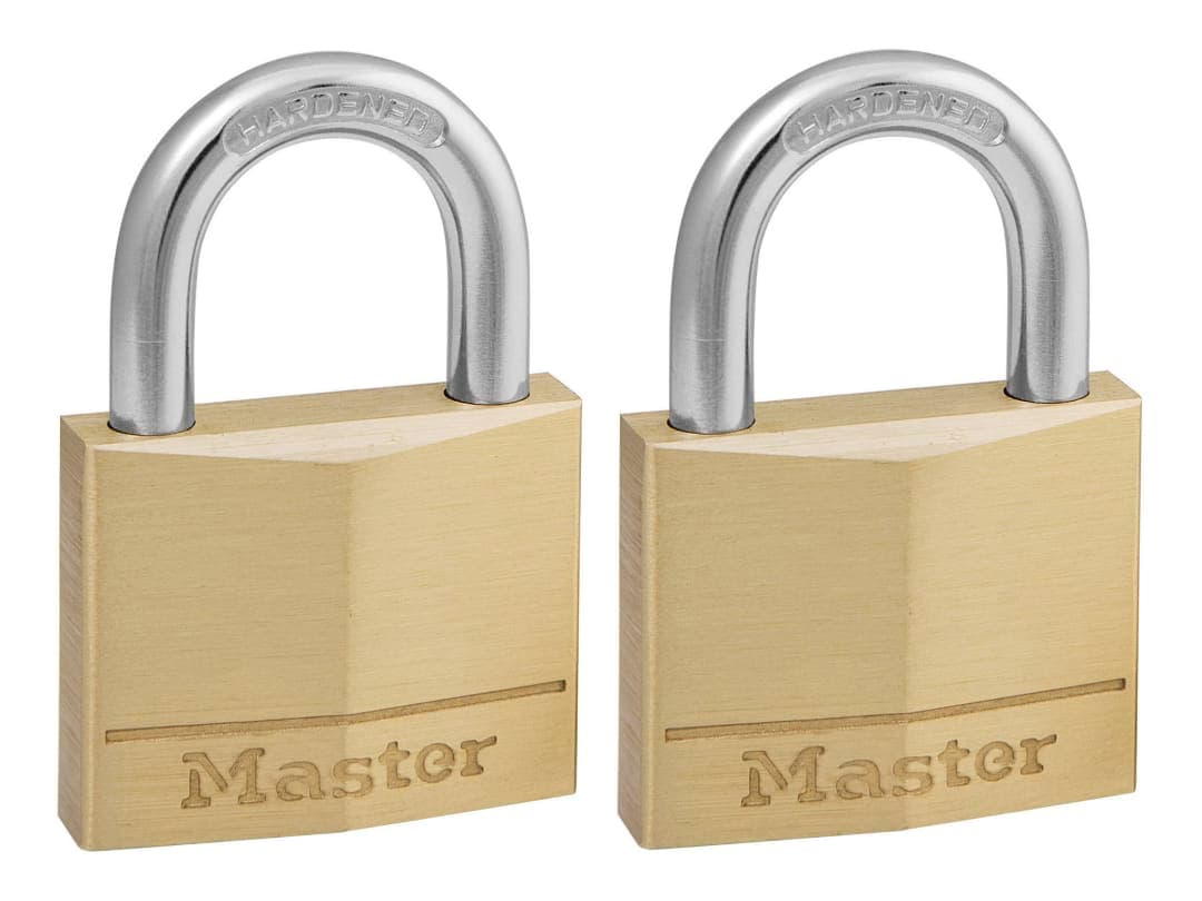 Master Lock Solid Brass 40mm Padlock 4-Pin - Keyed Alike x 2 140EURT