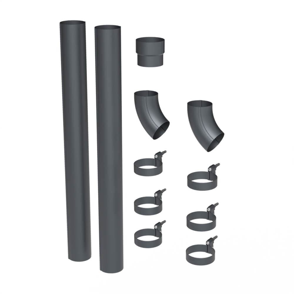 Galeco Steel Round Offset Downpipe Kit Graphite Grey - 87mm Diameter