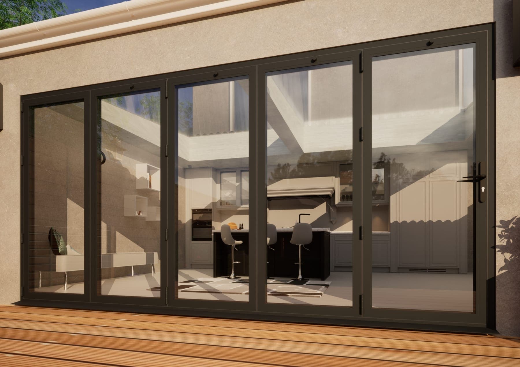 Aluminium Bifold Door Part Q Compliant - 4200mm Anthracite Grey - 5 Left