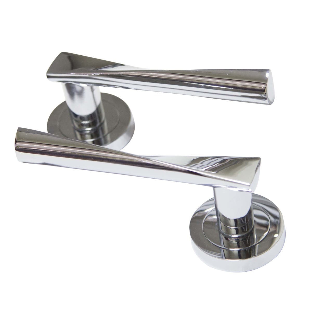 Thor Chrome Twisted Lever Door Handle On Rose - Internal Doors - Pair - Designer Levers