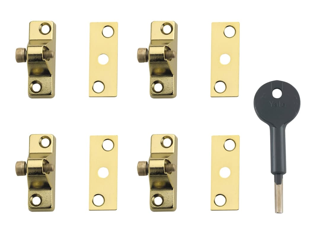 Yale Locks 8K118 Economy Window Lock Electro Brass Finish Pack of 4 Visi V-8K118-4-EB
