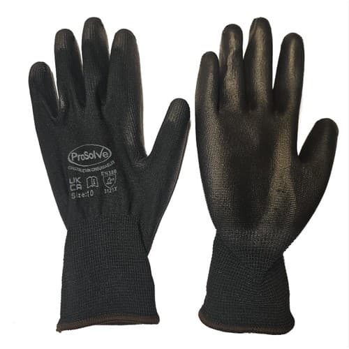 ProSolve Black PU Coated Gloves - Size 10 (Pair)
