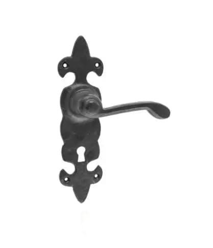 Fleur-De-Lis Lever Lock Door Handle - Black (Pair)