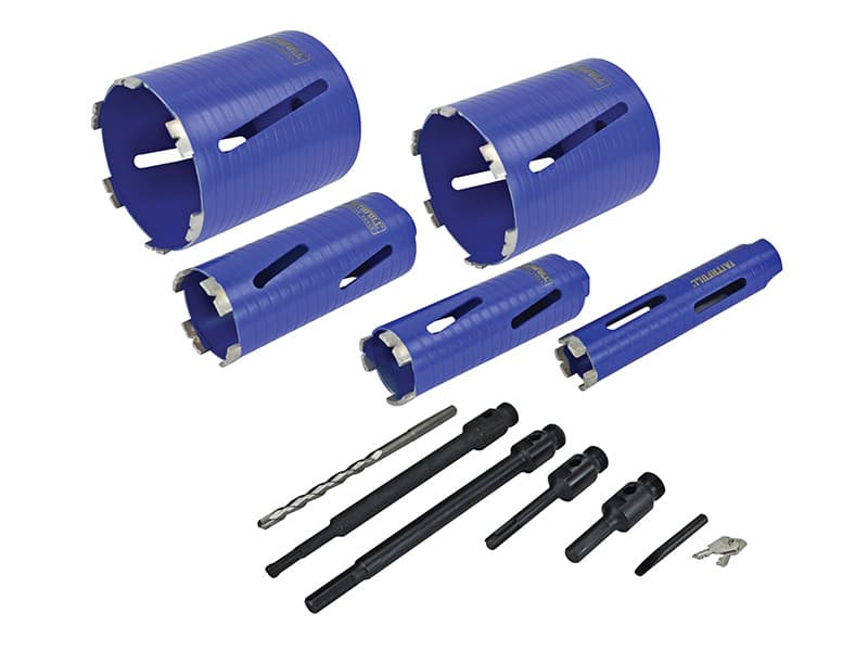 Faithfull HF11PSA Diamond Core Drill Kit & Case Set Of 11