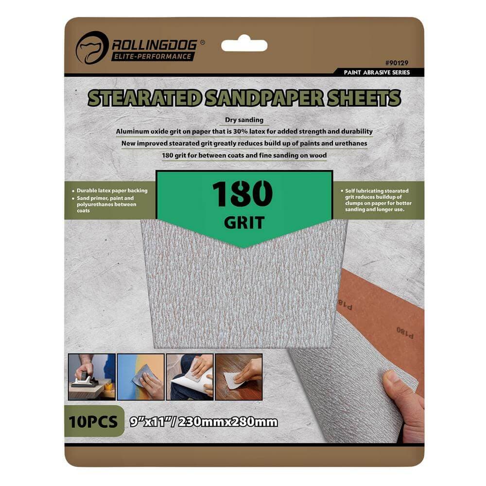 Rollingdog Stearated Sanding Sheets 230 X 280Mm 180 Grit (Pack Of 10) Pk 1 09654