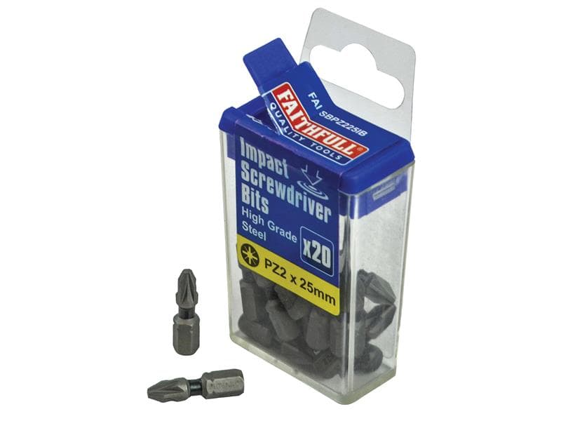Faithfull Pozi Impact Screwdriver Bits Pz2 X 25Mm (Pack 20)
