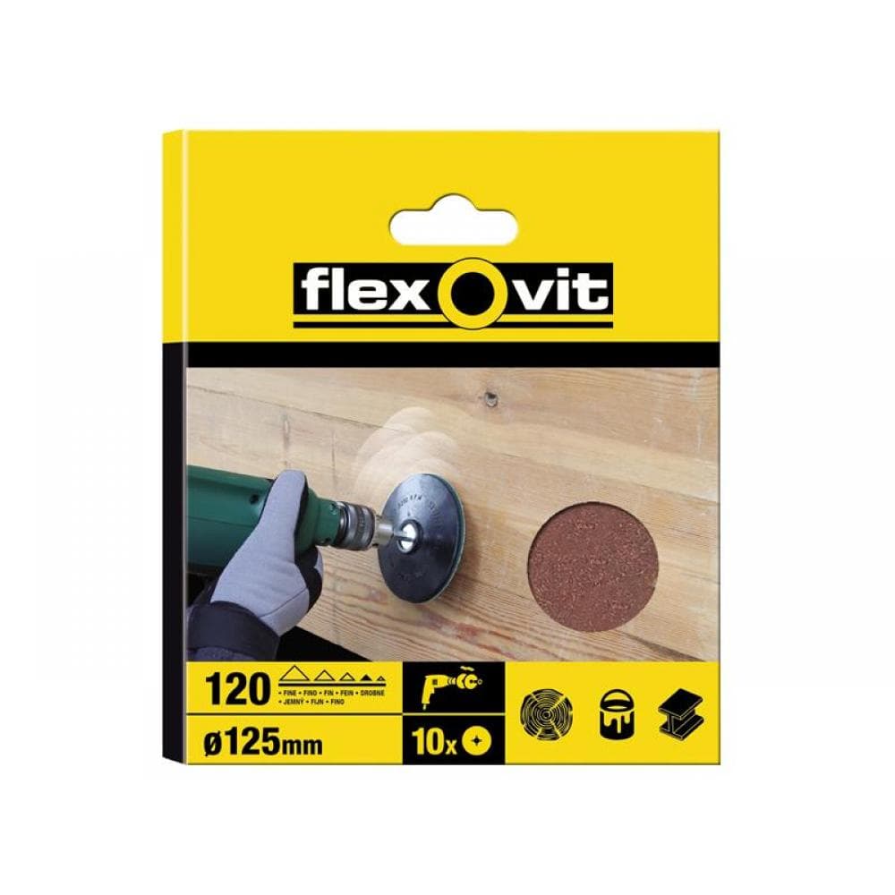 Flexovit 63642526377 Drill Mountable Disc 125Mm Coarse 50G (Pack 10)