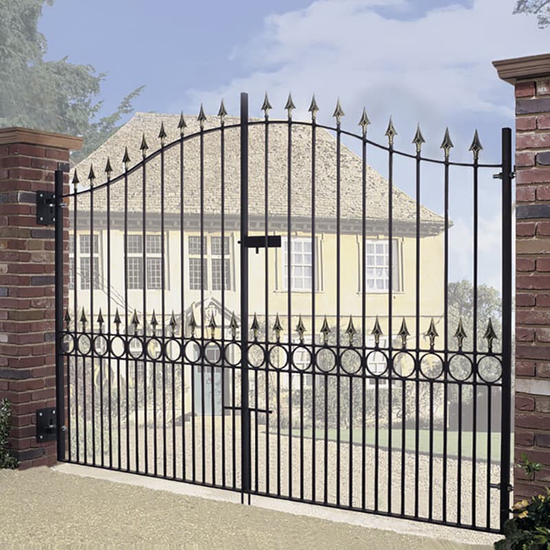 Balmoral Tall Bow Top Double Metal Driveway Gates 2134mm GAP x 2082mm High Zinc & Powder BAZP90
