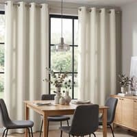 Velvet Chenille Eyelet Ring Top Curtains - Cream / 137cm