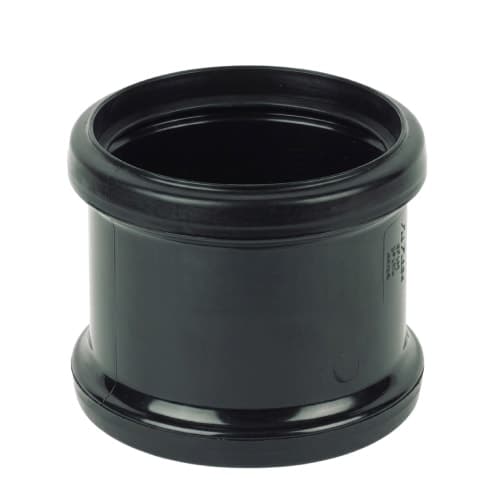 FloPlast Industrial/ Xtraflo Downpipe Double Socket Coupling - 110mm Black