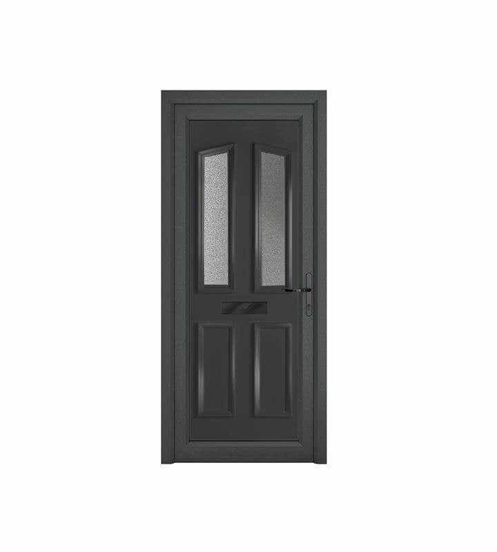 uPVC Kensington Grey/White Front Door - Right Hand Open - Obscure Glass - Double Glazed - 920 x 2090mm