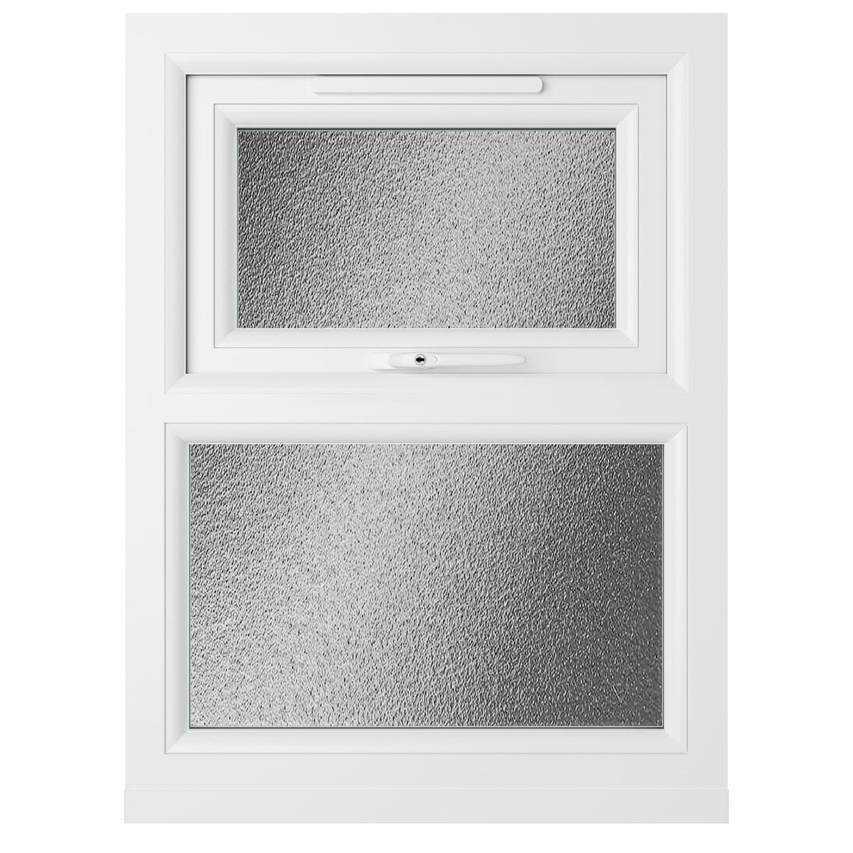 uPVC White Double Glazed Window - Top Hung/Top Opener - Obscure Glass - 610 x 820mm