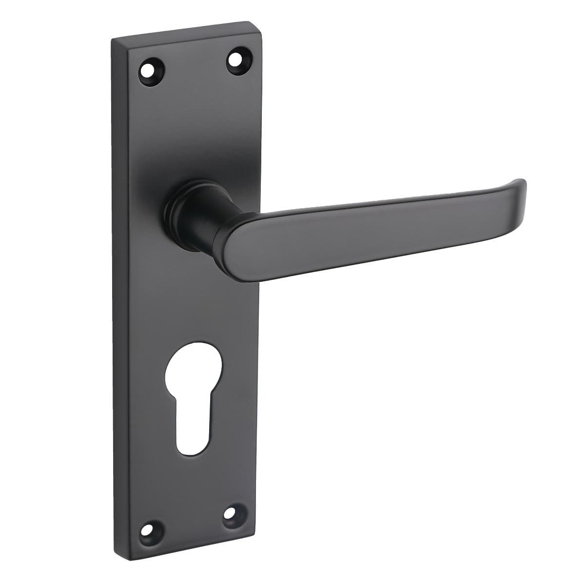 Victorian Straight Lever Euro Lock Door Handles - Matte Black - External - Designer Levers