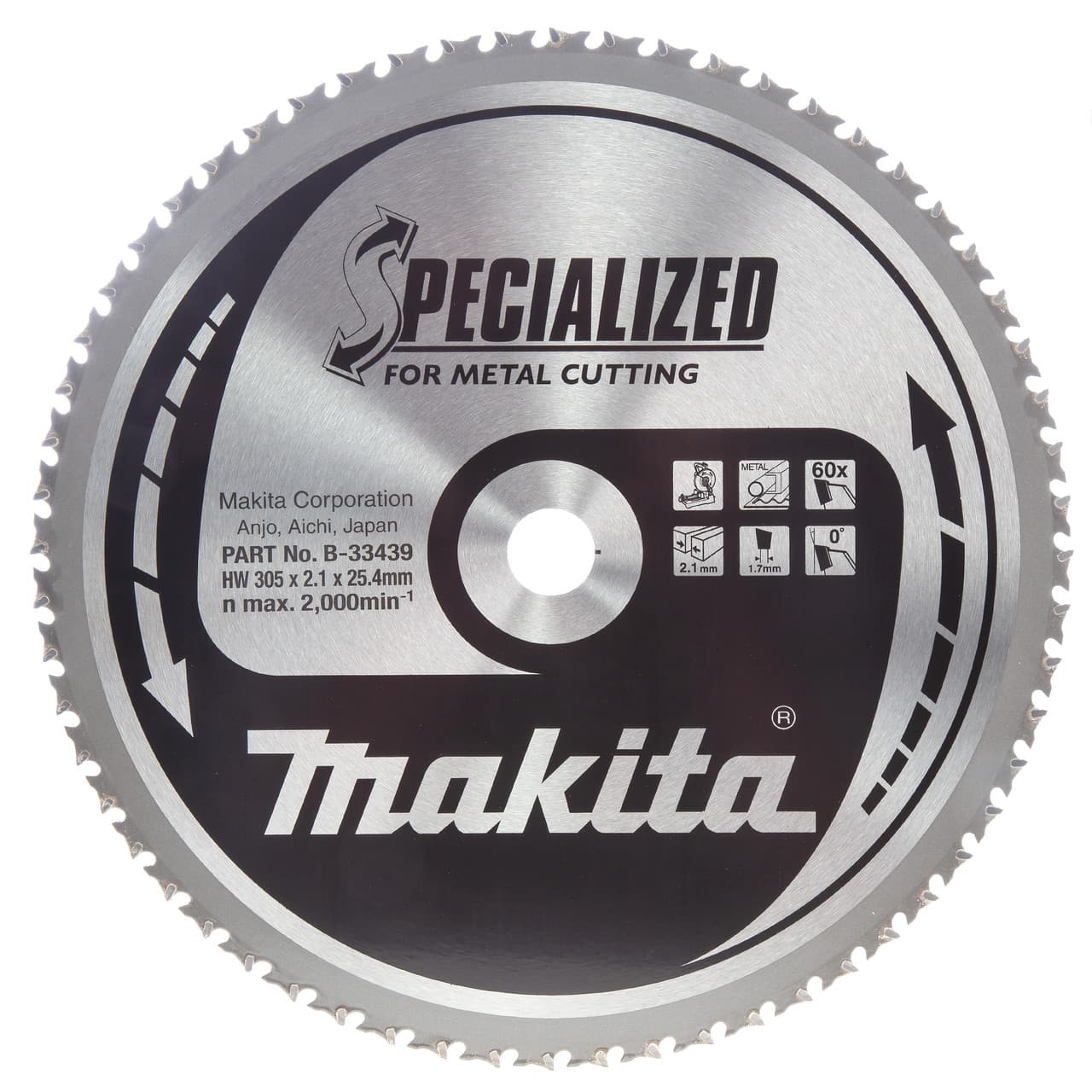 Makita B-33439 Specialized Circular Saw Blade For Metal Cutting 305Mm X 25.4Mm X 60T
