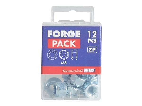 Forgepack FPNYLOC5 Hexagonal Nuts With Nylon Inserts & Flat Washers - Zinc Plated M5 (Pack Of 40)