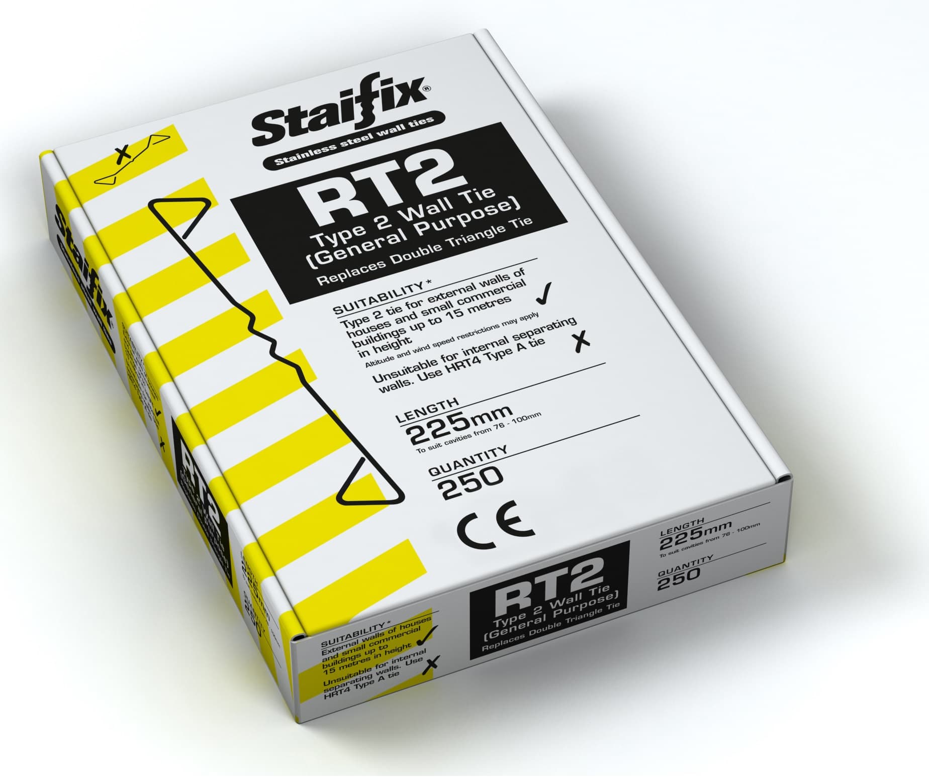 Staifix RT2 Type 2 General Purpose Wall Tie 225mm Box 250