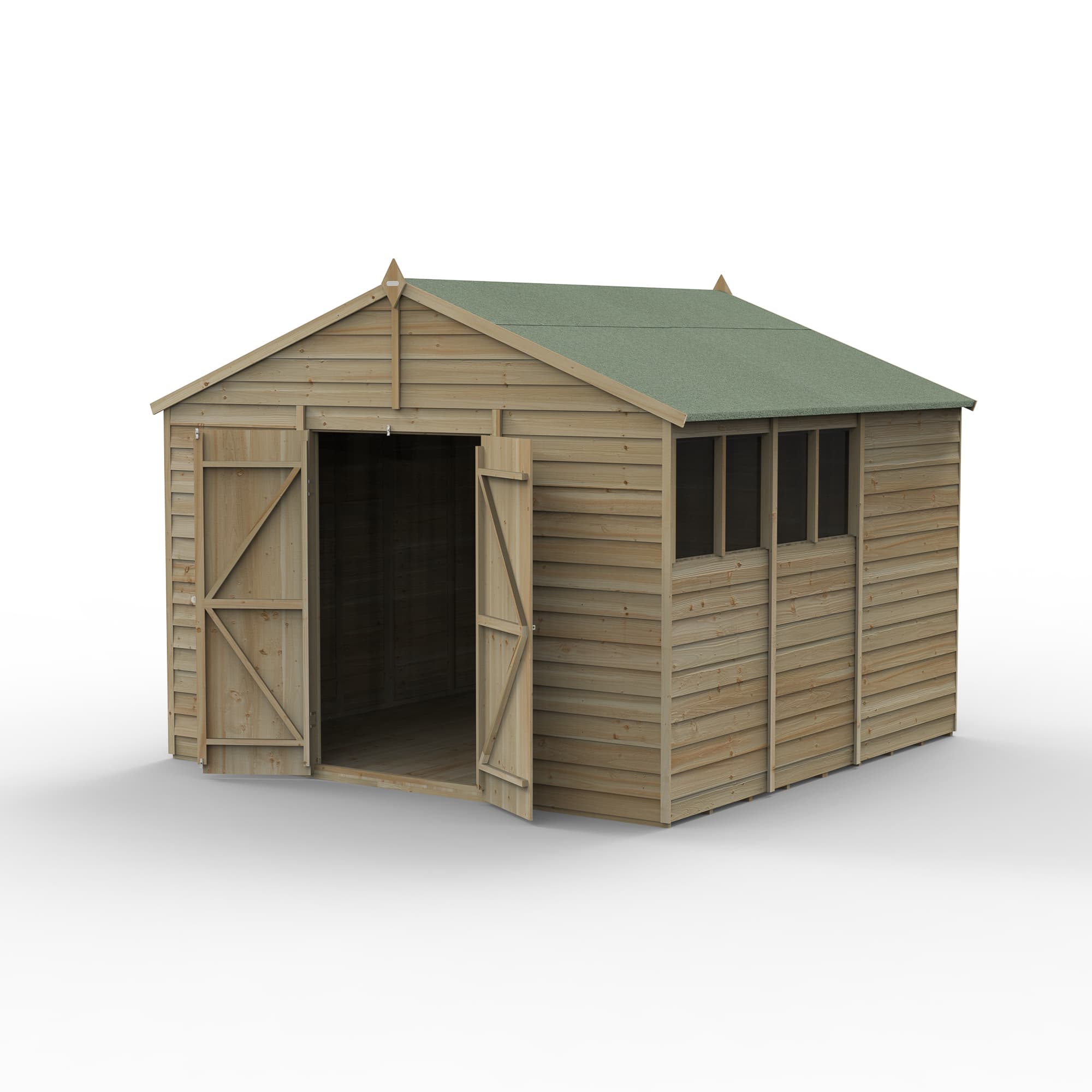Forest Garden 4LIFE Apex Shed 10 x 10 - Double Door - 4 Windows Installation