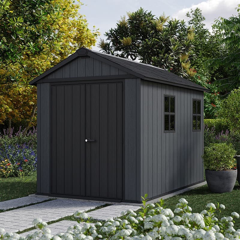 7'5 x 9' Keter Newton Plus Grey Plastic Garden Shed (2.30m x 2.87m)