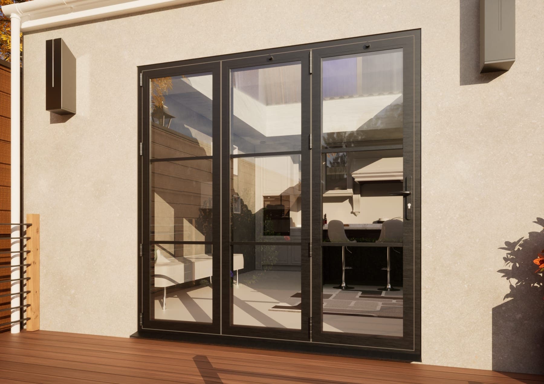 Heritage Aluminium Bifold Door Part Q Compliant - 2100mm Grey - 3 Left