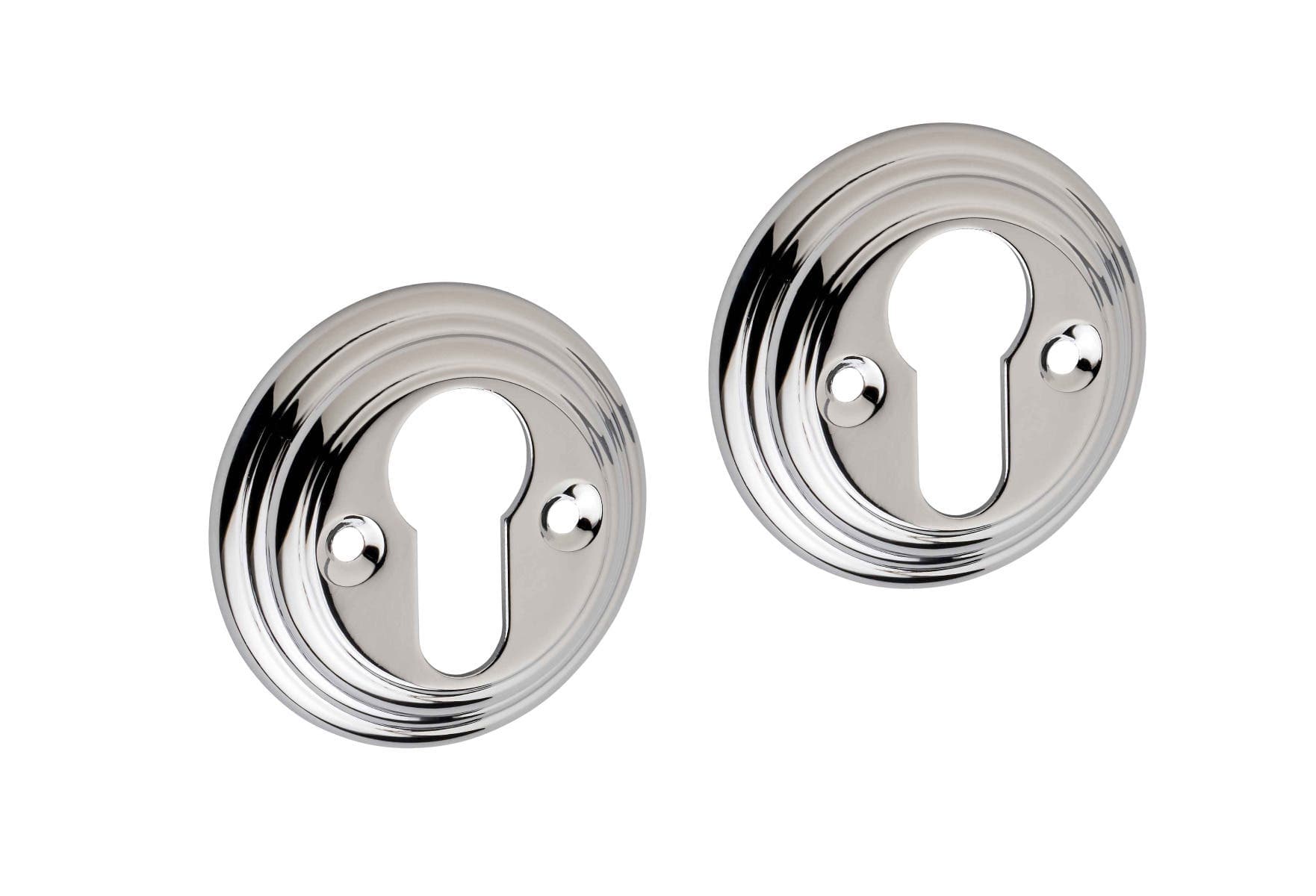 Euro Lock Escutcheon Ringed Design - Polished Chrome - Hardware Solutions