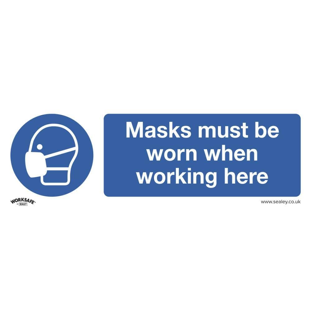 Sealey SS57V1 Mandatory Safety Sign - Masks Must Be Worn - Self-Adhesive Vinyl