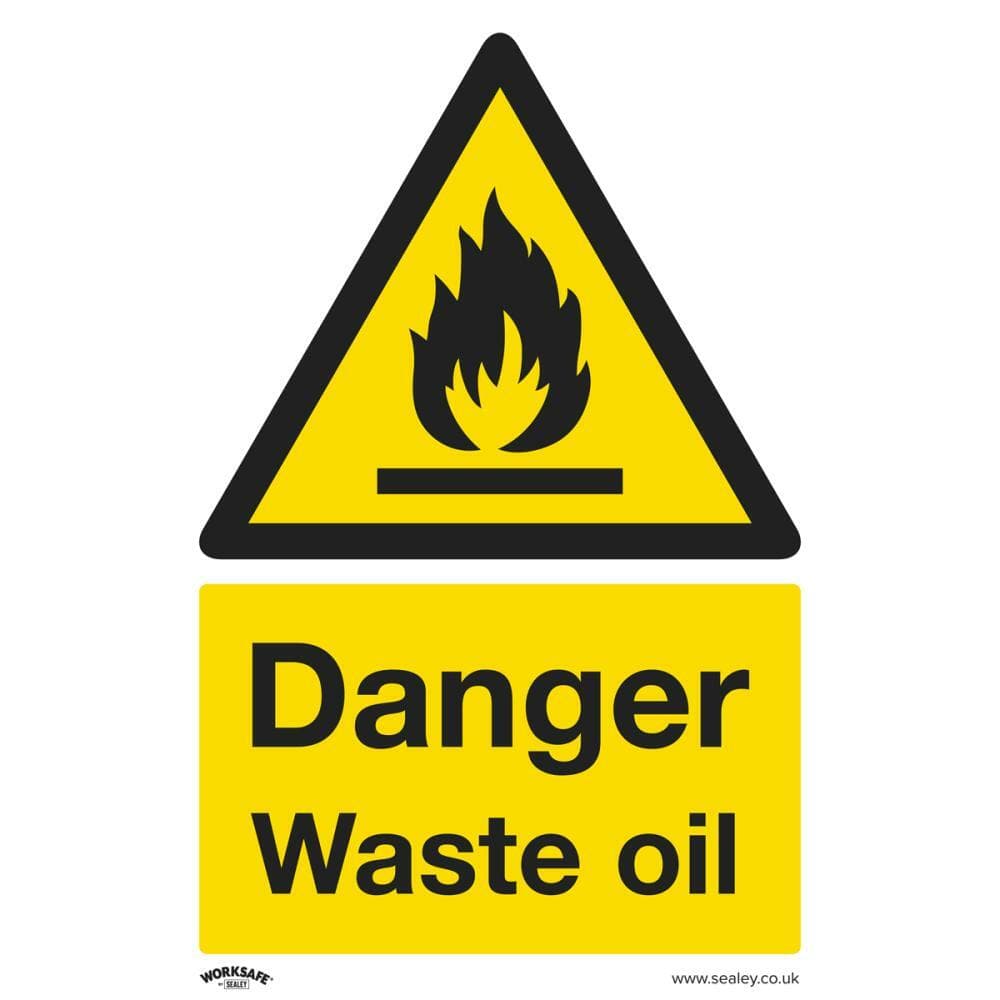 Sealey SS60V10 Warning Safety Sign - Danger Waste Oil - Self-Adhesive Vinyl - Pack Of 10
