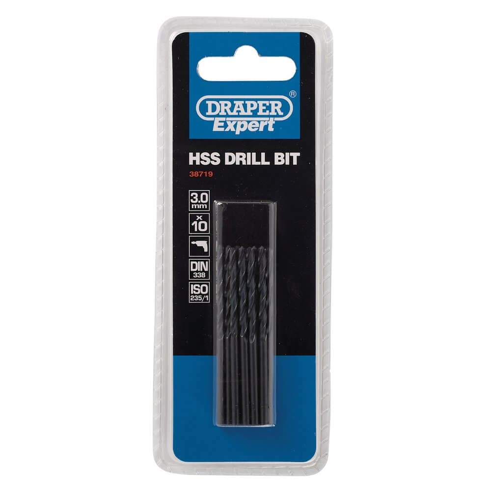 Draper Expert 38719 Hss Drill Bit 3.0Mm (Pack Of 10) per card
