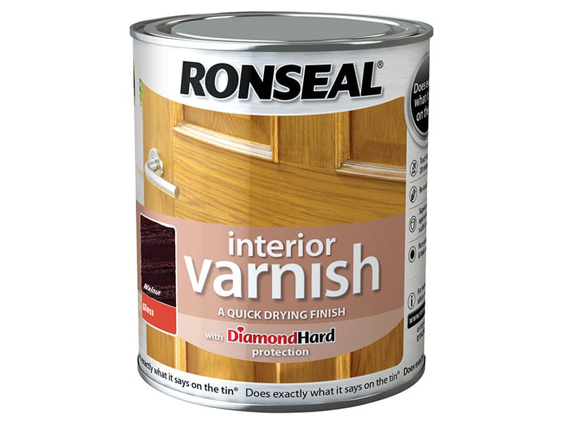 Ronseal 36853 Interior Varnish Quick Dry Gloss Walnut 750Ml