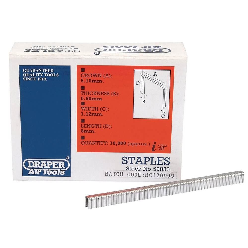 Draper 59833 Staples 8Mm (Pack Of 10000) each