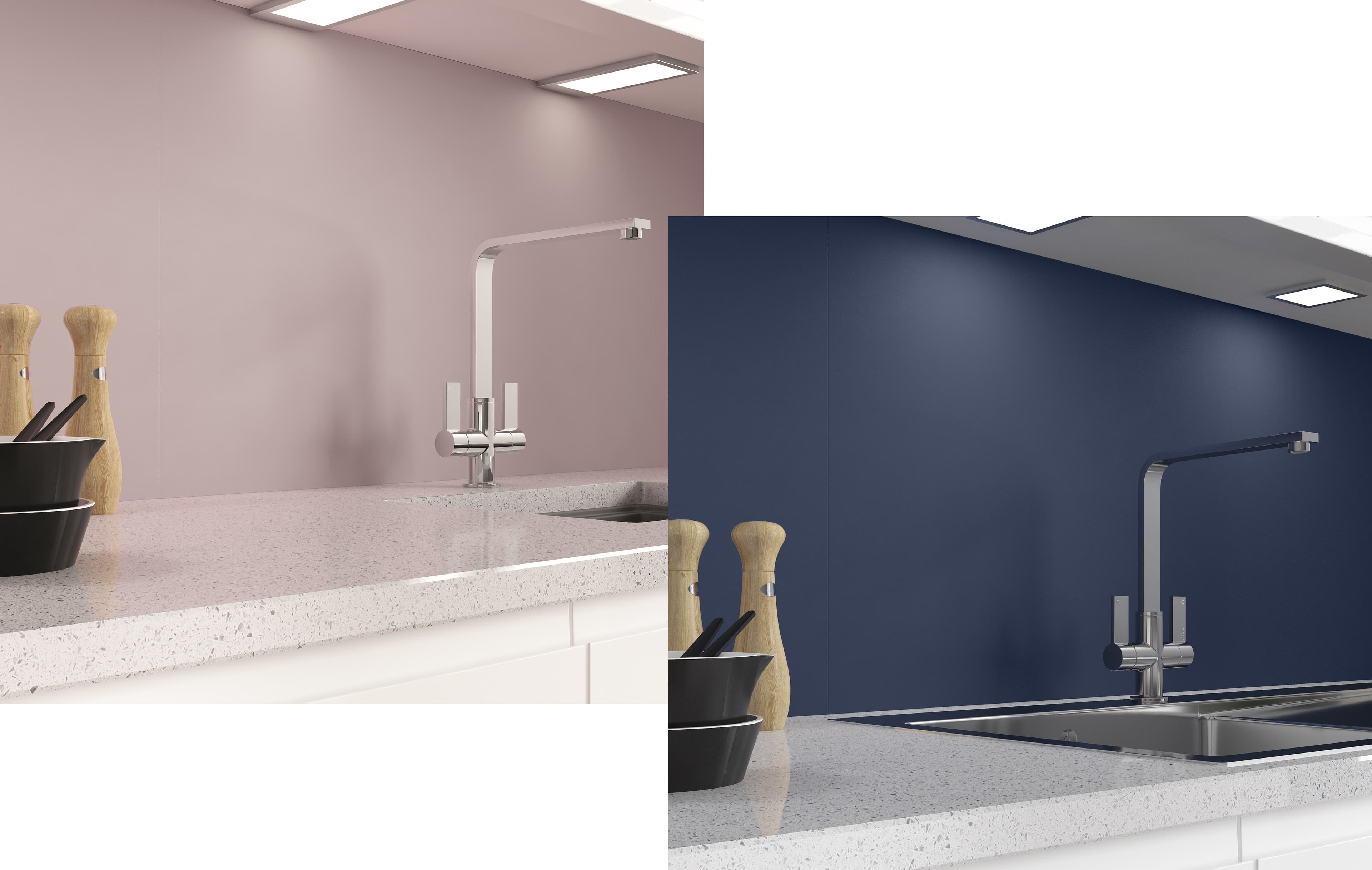 Alusplash 3050 X 610mm Double Sided Splashback Frosted Flora and Midnight Moon