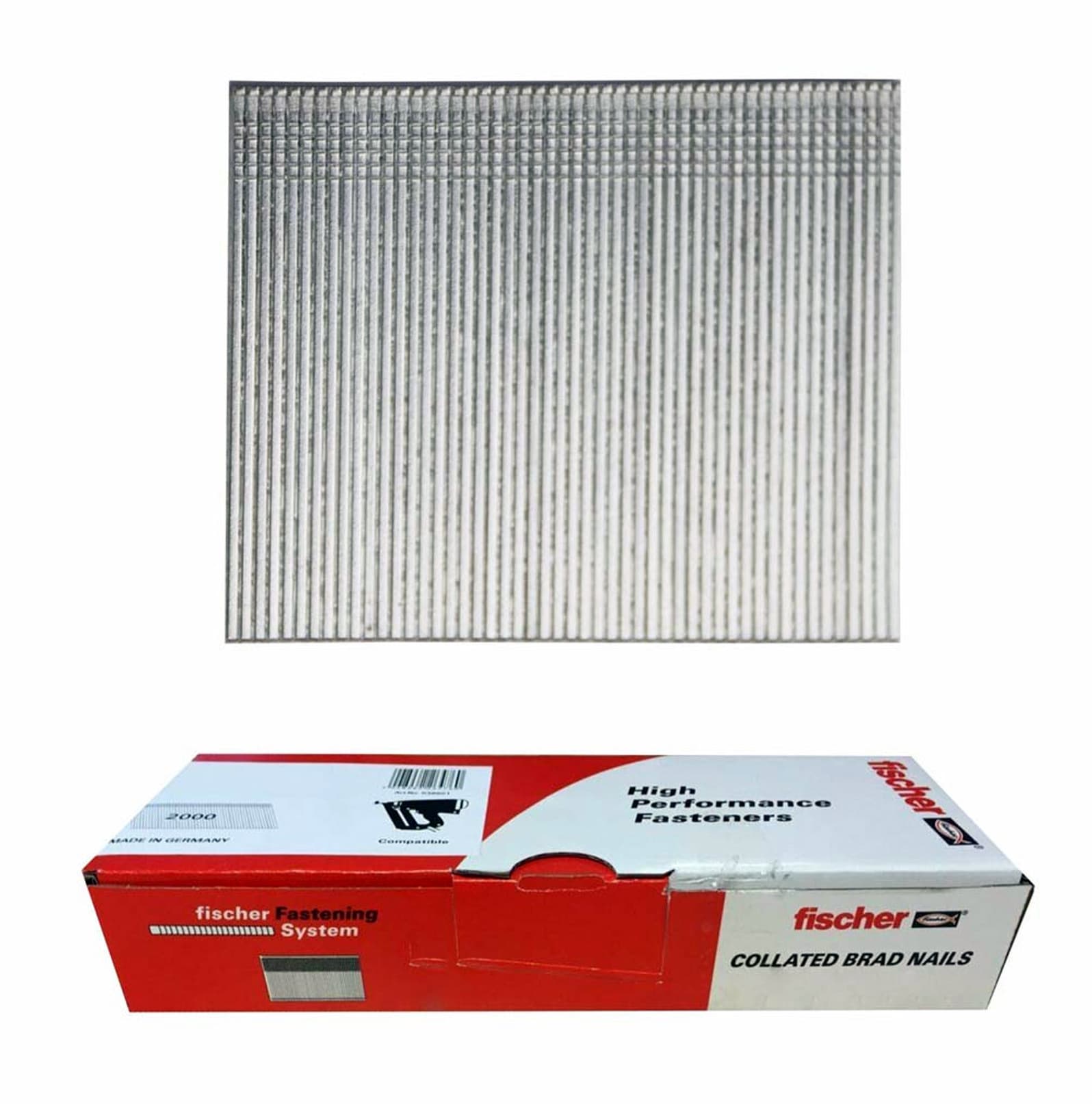 Fischer 16G Galvanised 51mm Straight Brad Nails BX 2000 (No Gas)