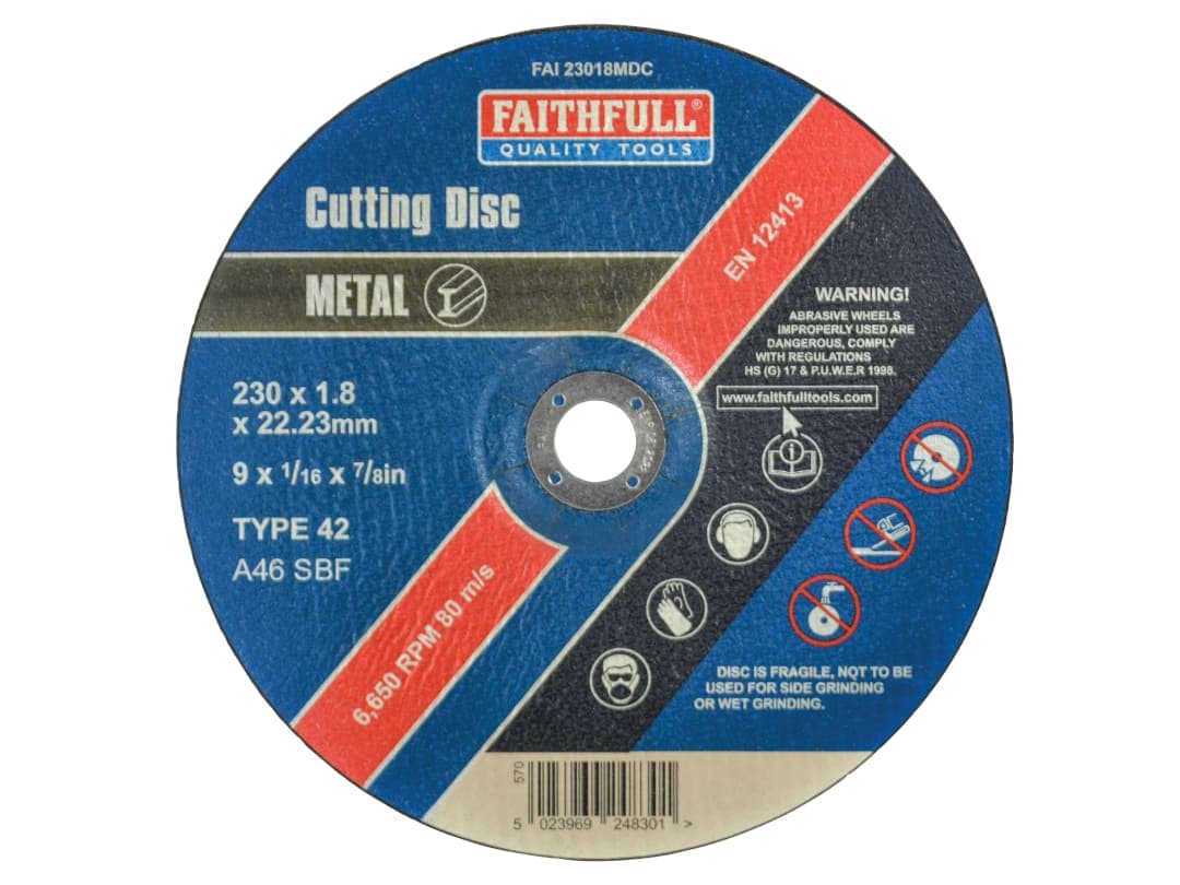 Faithfull Depressed Centre Stainless Steel Cutting Disc 230 x 1.8 x 22.23mm FAI23018MDC