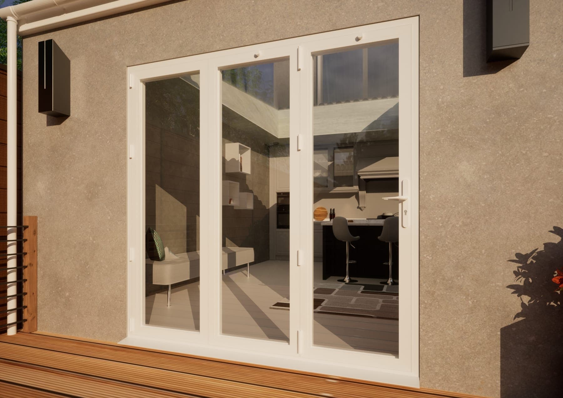 Aluminium Bifold Door Part Q Compliant - 2100mm White - 3 Left
