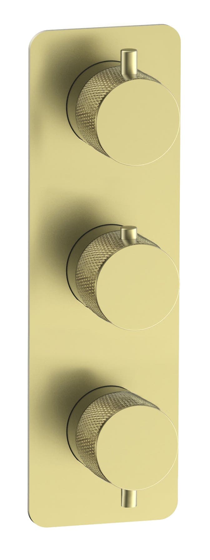 Kensington Knurled Triple Round Concealed Thermostatic Mixer Valve - WRAS - Brushed Gold