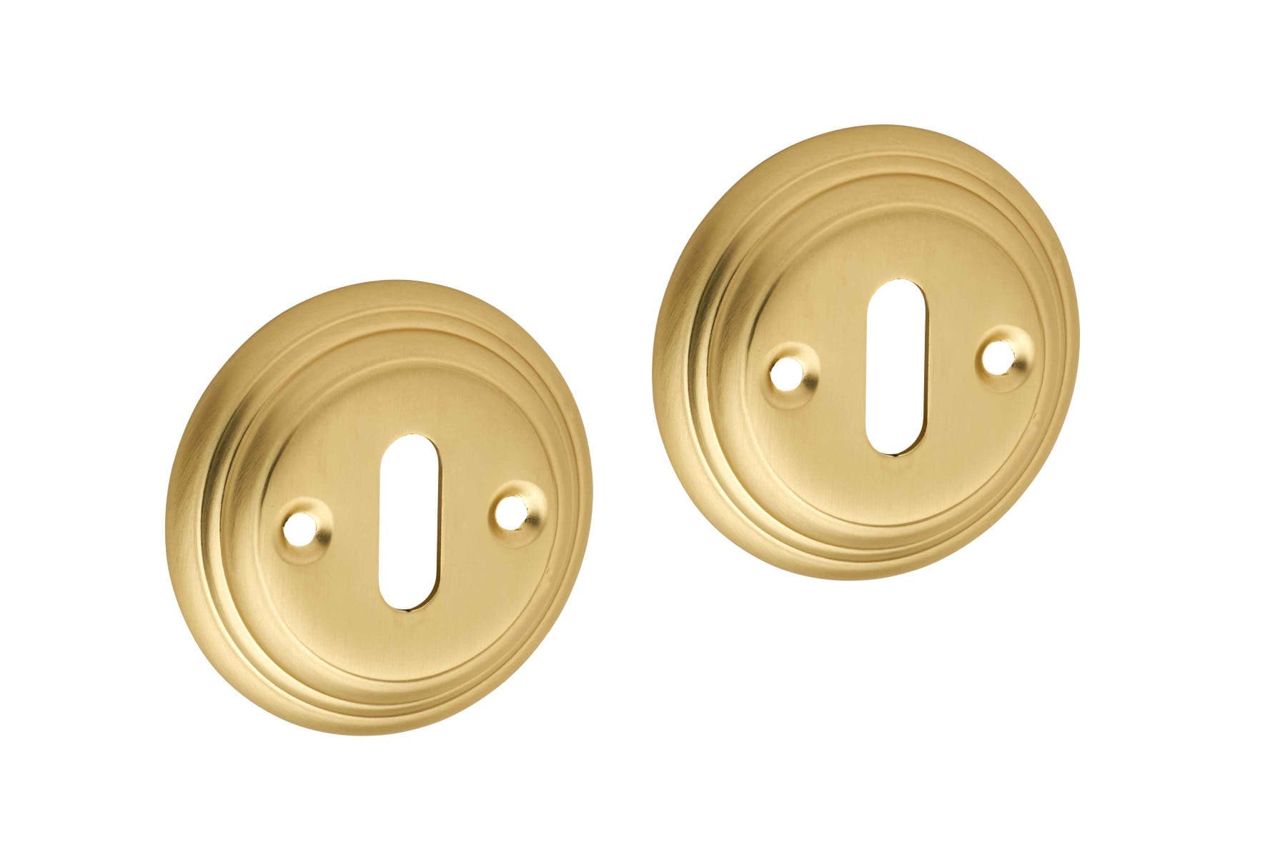 Keyhole Escutcheon Ringed Design - Brushed Brass - Hardware Solutions