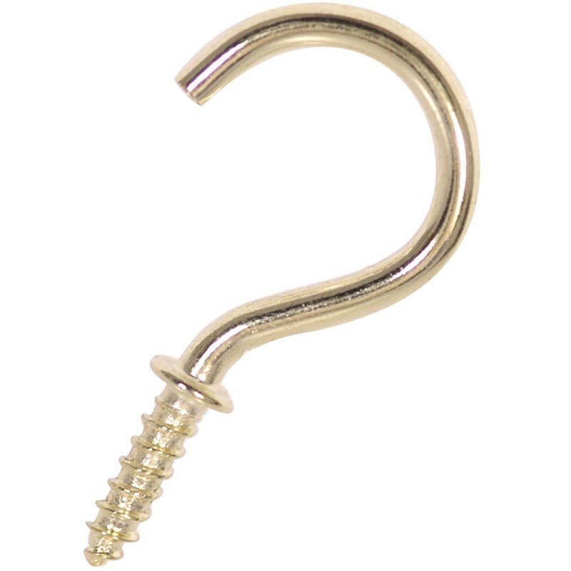 Round General Hanging Cup Hooks - 25mm - Brass Plated - Pack of 10 - Hardware Solutions
